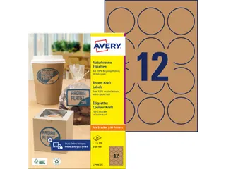 Etiket Avery L7106-25 permanent rond 60mm kraft 300 stuks 25 vel - 6