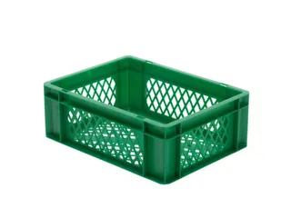 Euronorm-Stapelbak 13l 145x400x300mm Wanden/Bodem Opengewerkt Groen - 1