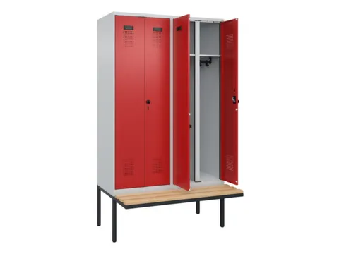 locker met bank,voor scheiding van kleding,HxBxD 2120x1200x815mm,4vak