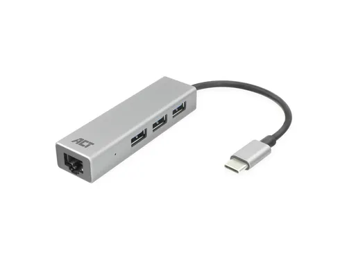 Hub ACT USB-C 3.0 3x USB-A Gigabit ethernet