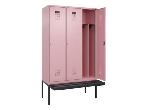 locker met bank,voor scheiding van kleding,HxBxD 2120x1200x815mm,3vak