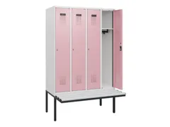 locker met bank,HxBxD 1950x1200x815mm,4vak,vak B 300mm,cilinderslot