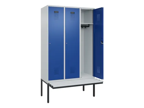 locker met bank,HxBxD 2120x1200x815mm,3vak,vak B 400mm,cilinderslot