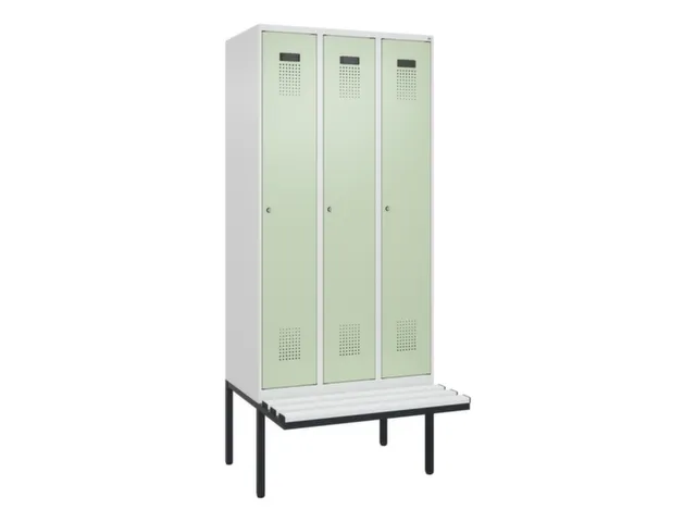 locker met bank,voor scheiding van kleding,HxBxD 2120x900x815mm,3vak