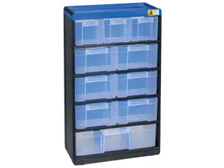 magazijnkast HxBxD 525x300x135mm 10laden behuizing zwart/blauw - 2