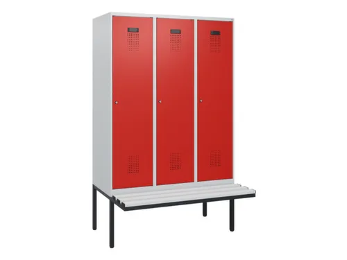 locker met bank,HxBxD 1950x1200x815mm,3vak,vak B 400mm,cilinderslot