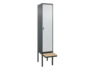 locker met bank,HxBxD 2120x400x815mm,1vak,vak B 400mm,draaigrendel - 1