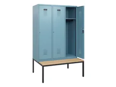 locker met bank,HxBxD 1950x1200x815mm,3vak,vak B 400mm,cilinderslot