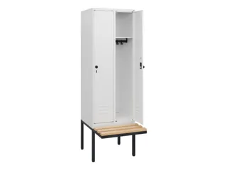 locker met bank,HxBxD 1950x600x815mm,2vak,vak B 300mm,draaigrendel - 2