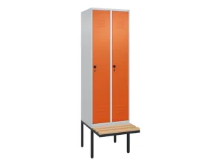 locker met bank,HxBxD 2120x600x815mm,2vak,vak B 300mm,draaigrendel - 1