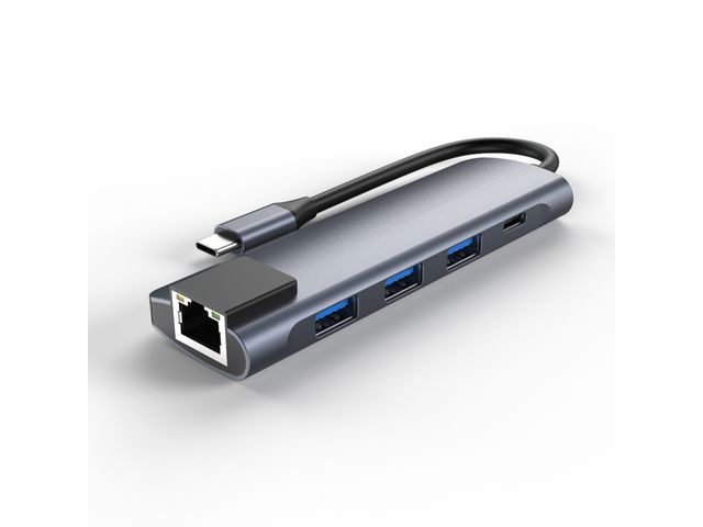 ACROPAQ U2 - HUB USB-C 5-en-1 Aluminium avec LAN RJ45