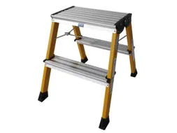 Verrijdbaar Vouwtrapje Aluminium 2x2treden 4 Geveerde Wielen Geel
