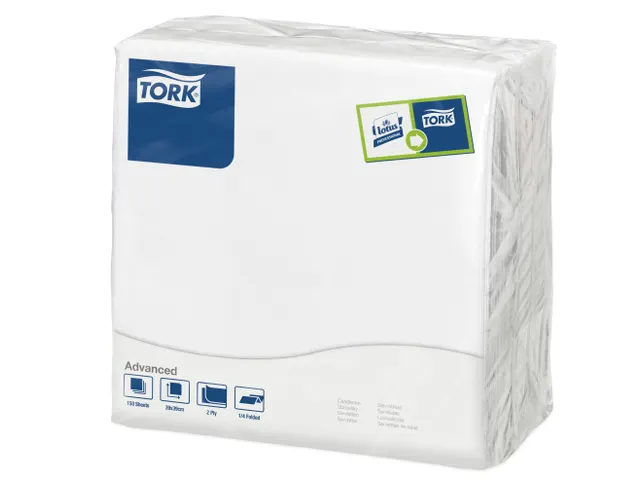 Tissue Servet 39X39Cm, 2 Lgs, 1/4 Vouw, Wit, 12X150