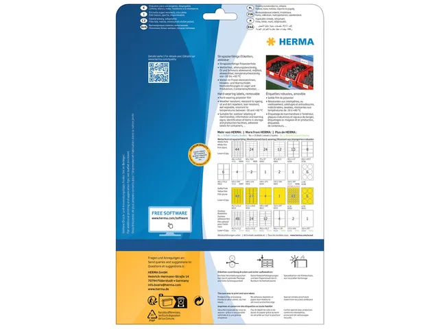 HERMA 4574 Weervaste Folie-etiketten A4 97x42,3mm removable 240 stuks