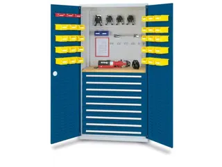 Materiaalkast Gesleufd Deuren 1950x1000x600mm 9laden 1werkbank Ral5010 - 1