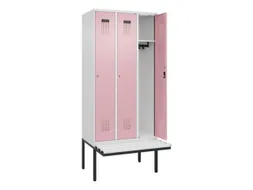 locker met bank,HxBxD 2120x900x815mm,3vak,vak B 300mm,cilinderslot