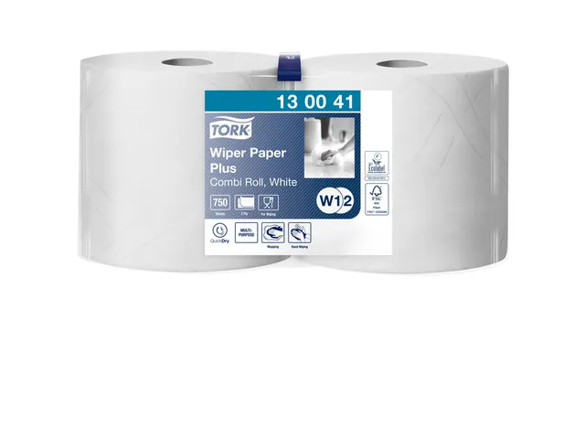 Poetsrol Tork W1 130041 2-laags 23,5cmx255m 2 rollen wit