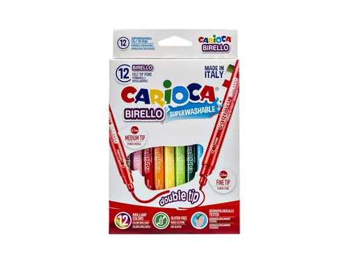Viltstift Carioca Birello dubbelpunters assorti set à 12 stuks