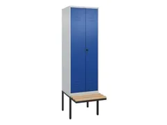 PBM-locker met bank,HxBxD 2120x600x815mm,2vak,vak B 300mm,draaigrendel