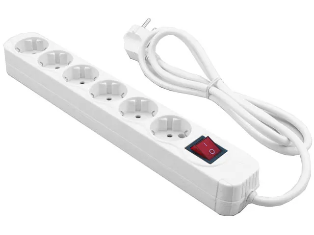 Stekkerdoos MRCS206 6-voudig wit incl. aan-uit schakelaar