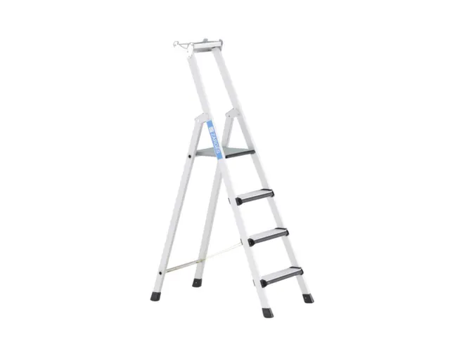 trapladder,eenzijdig,4treden,m. bekleding,stand H 0,75m,balk L 1,52m