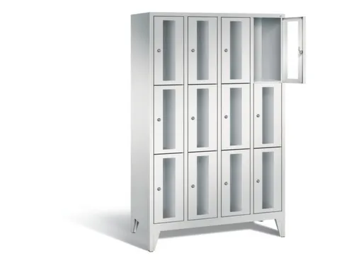 lockerkast 1850x1190x500mm 4x3 vakken Cilinderslot Poten, RAL7035