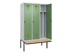 locker met bank,voor scheiding van kleding,HxBxD 2120x1200x815mm,3vak