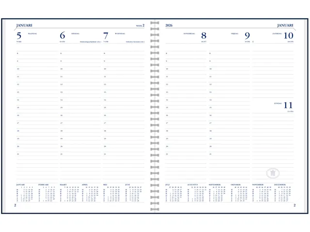 Agenda 2027 Ryam Weekplan Wire-o 7d/2p zwart