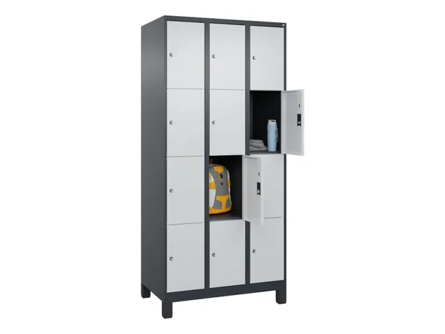 lockerkast,HxBxD 1950x900x500mm,3x4vakken,vak B 300mm,cil.-slot,voeten