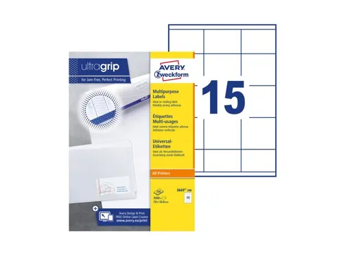 Etiket Avery Zweckform 3669-200 70x50.8mm wit 3000stuks