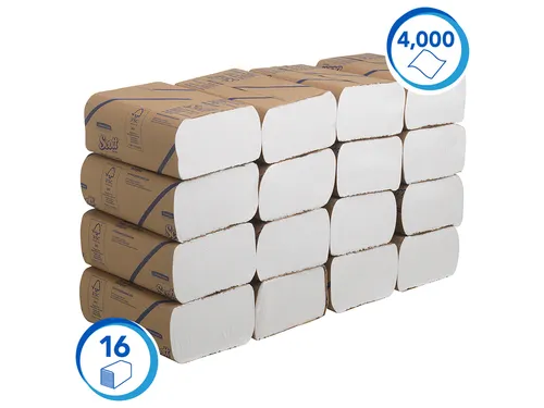 Handdoek Scott m-vouw 1laags 20.3x24cm wit 16x250stuks 3749