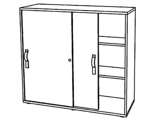 schuifdeurkast,HxBxD 1100x1200x400mm,2xhouten vloer,Gestreepte greep - 5