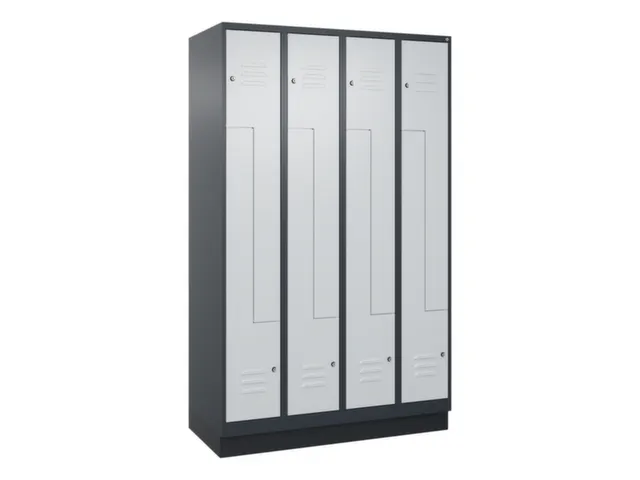 Z-garderobekast,HxBxD 1950x1200x500mm,vak B 150/300mm,cil.-slot,sokkel