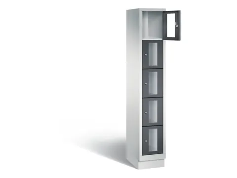 Lockerkast 1800x320x500mm 1x5 vakken Cilinderslot, Sokkel, RAL7021