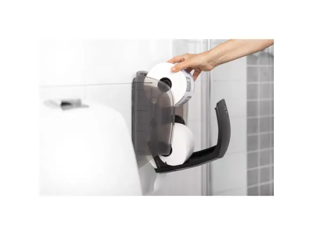 Toiletpapierdispenser Katrin systeemrol duo zwart 77519