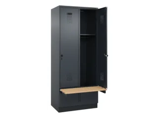 locker met bank,HxBxD 1950x800x815mm,2vak,vak B 400mm,draaigrendel - 1
