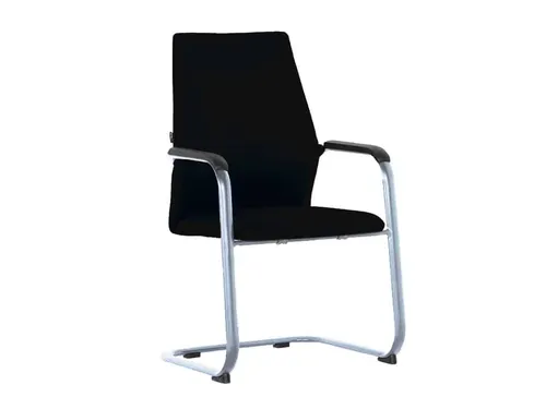 Conferentiestoel Serie 125 sledestoel frame Chroom stof zwart