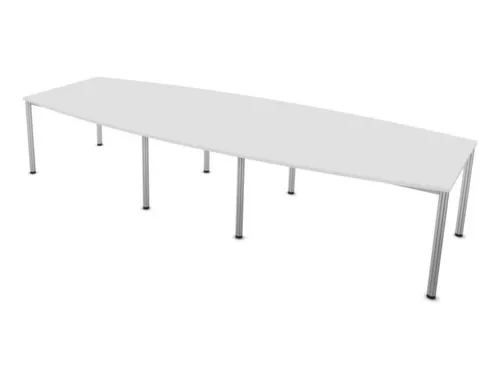 vergadertafel HxBxD 74x360x140cm vatvormig Bl-wit 4voeten Alu