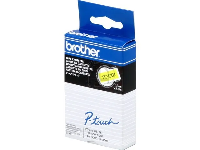 Lettertape Brother P-Touch Tc-C01 12Mm Zwart Op Geel