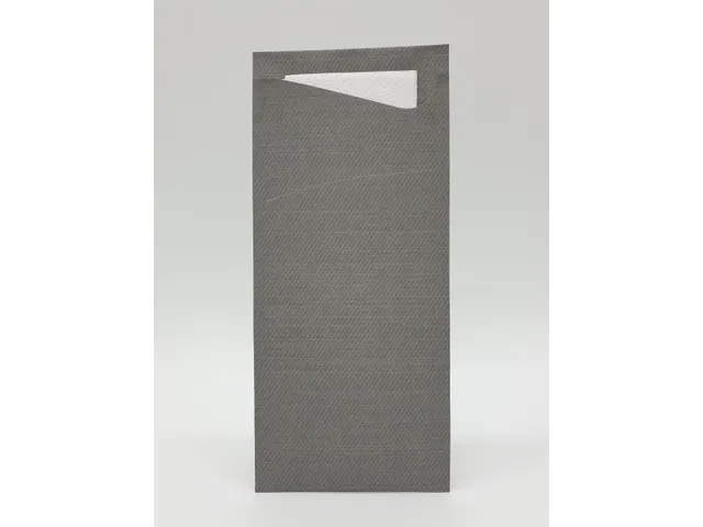 Duni Bestekzakje 8,5x19cm Grijs met wit servetervet 500 Stuks