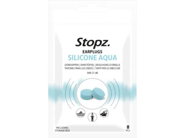 Stopz bouchons d'oreilles Silicone Aqua, imperméable, bleu, blister d