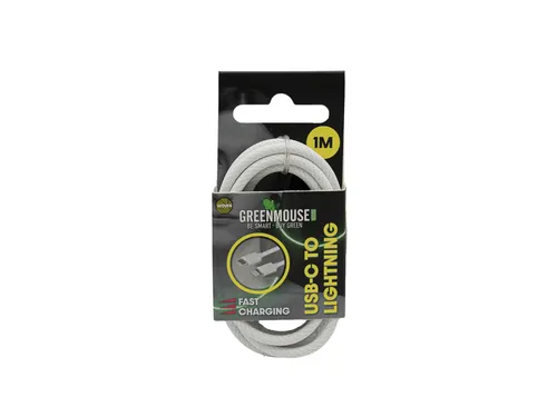 Kabel Green Mouse USB-C to Lightning data Woven 1m blisterverpakking