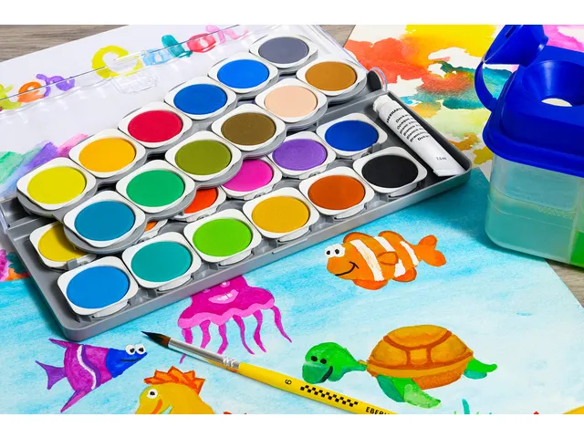 Verfdoos Eberhard Faber Winner 24 kleuren waterverf incl. mengpalet