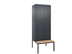 PBM-locker met bank,HxBxD 2120x800x815mm,2vak,vak B 400mm,cil.-slot