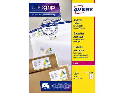 Adresetiket Avery QuickPeel L7173-100 99.1x57mm Wit 1000 Stuks
