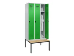 locker met bank,HxBxD 2120x900x815mm,3vak,vak B 300mm,draaigrendel