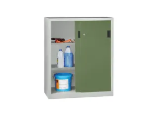 schuifdeurkast,HxBxD 1200x1000x600mm,RAL7035,front RAL6011 - 2