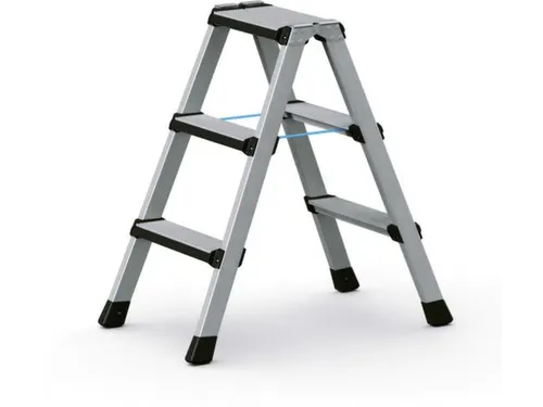trapladder,beide zijden,2x3treden,m. bekleding,balk L 0,84m,aluminium