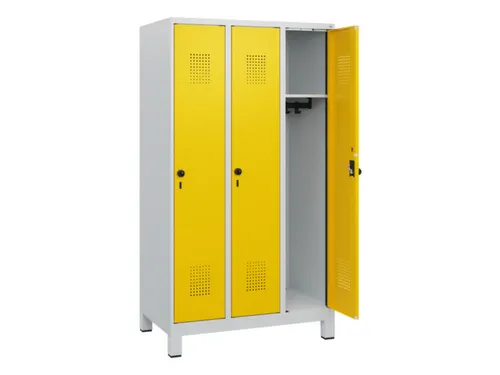 schoollocker,HxBxD 1630x900x500mm,3vak,vak B 300mm,draaigrendel,voeten