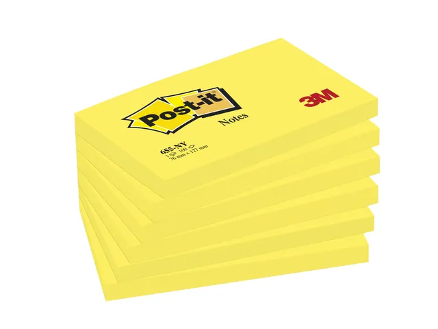 Memoblok Post-it 655 76x127mm 100 vel per blok neon geel
